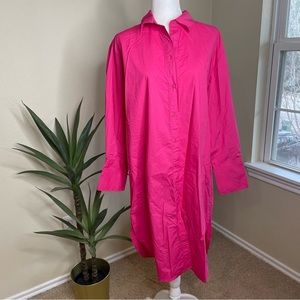 NWT H&M Pink oversized button down shirt dress pink size small